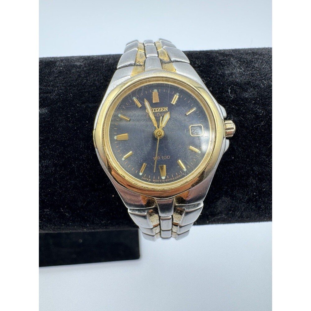 Citizen Eco-Drive E010-K15711 Women's Watch Blue Dial Two Tone WR100